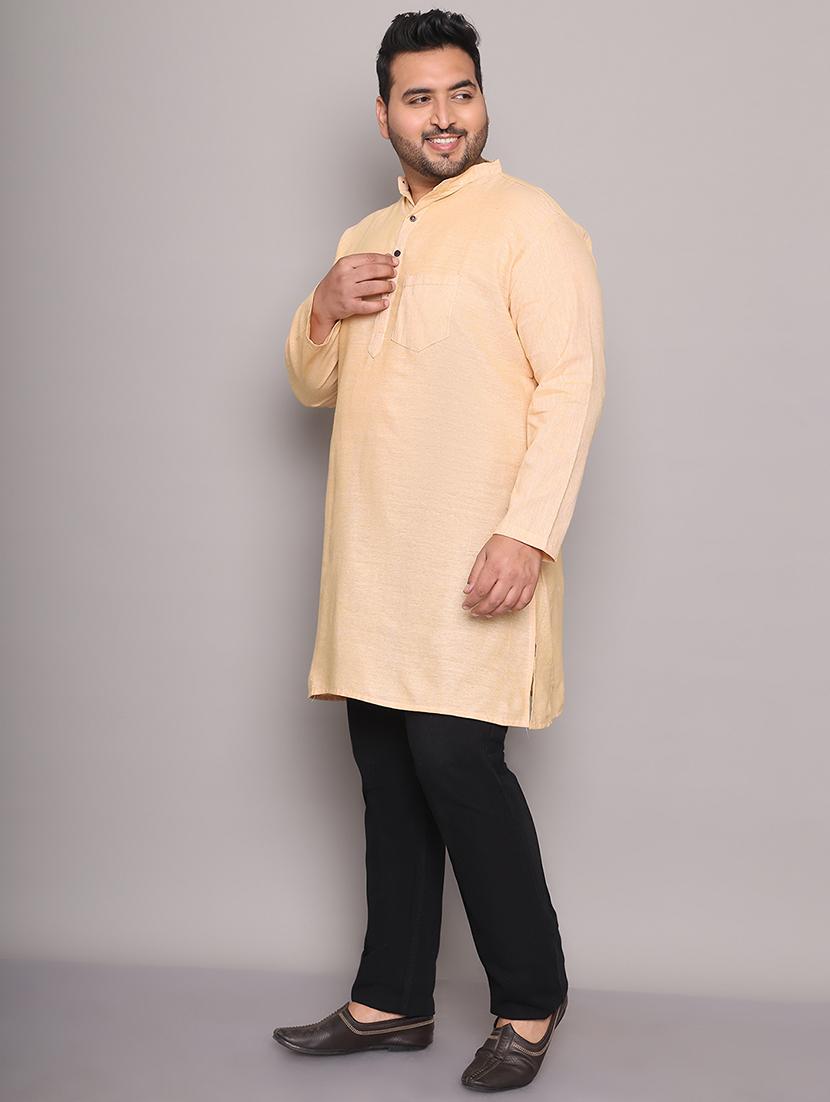 men solid mandarin neck long kurta - 21968200 - Standard Image - 2