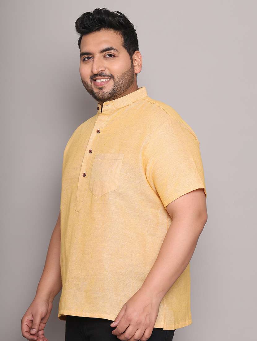 men solid mandarin neck short kurta - 21968201 -  Standard Image - 2