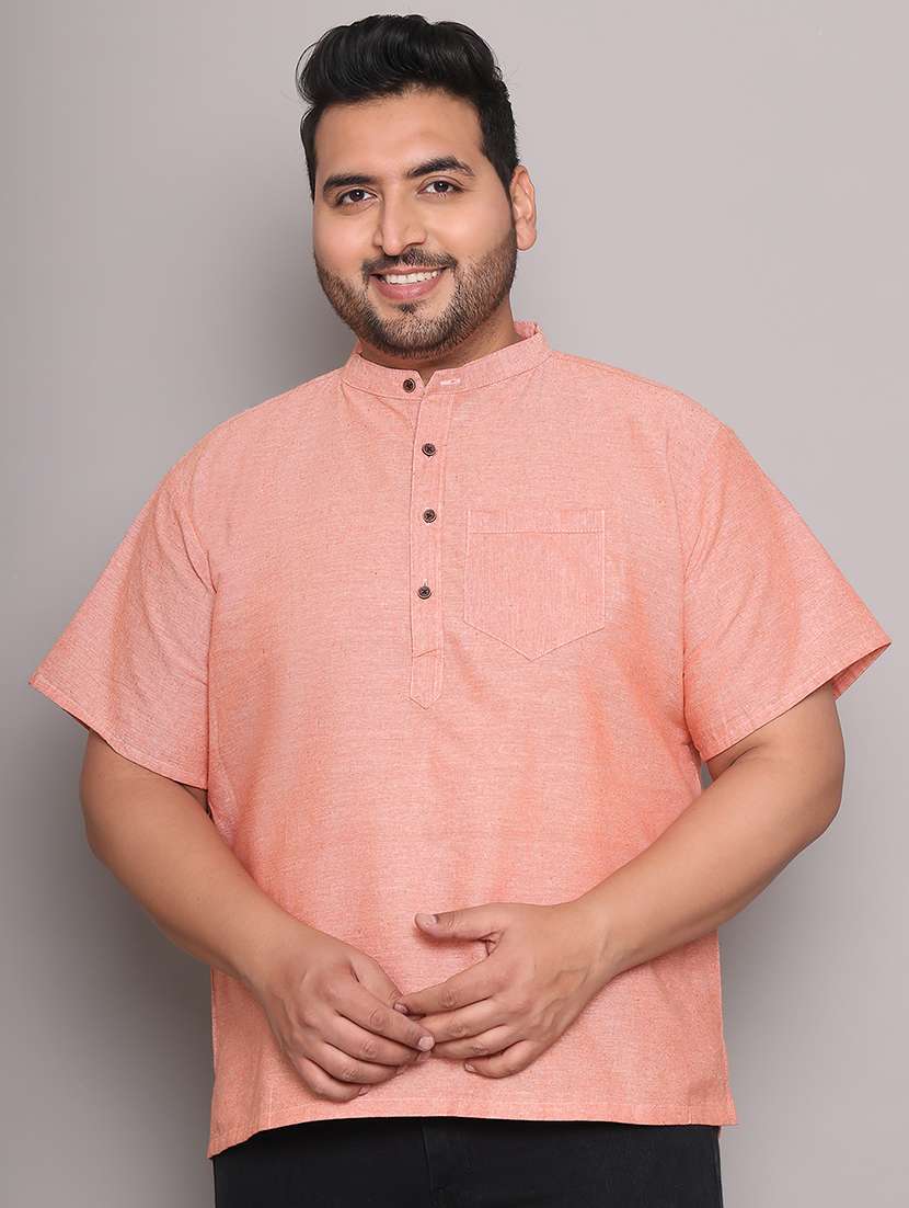 men solid mandarin neck short kurta