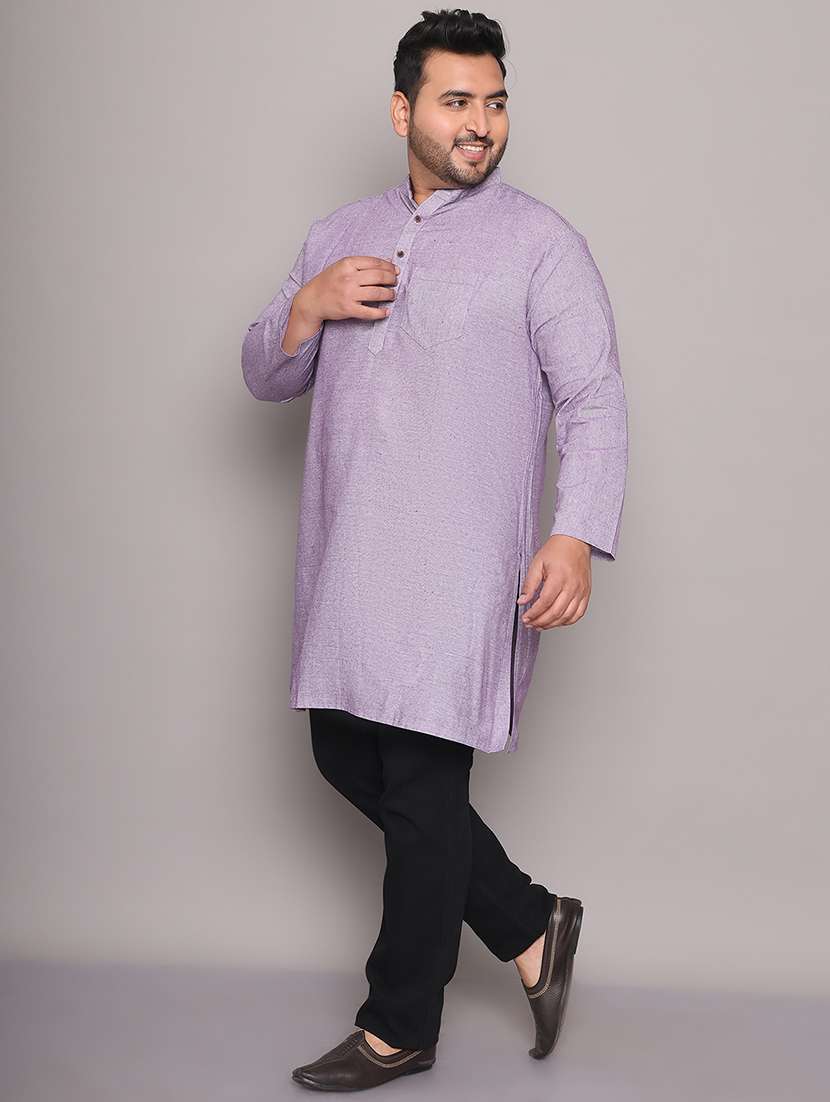 men solid mandarin neck long kurta - 21968211 -  Standard Image - 2