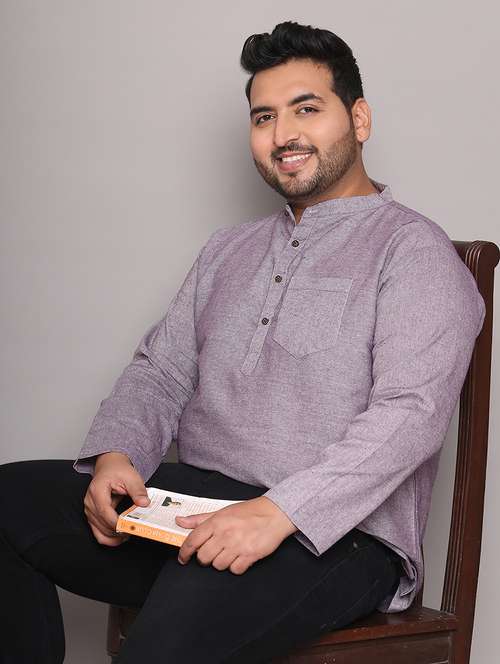 men solid mandarin neck short kurta - 21968212 - Standard Image - 0