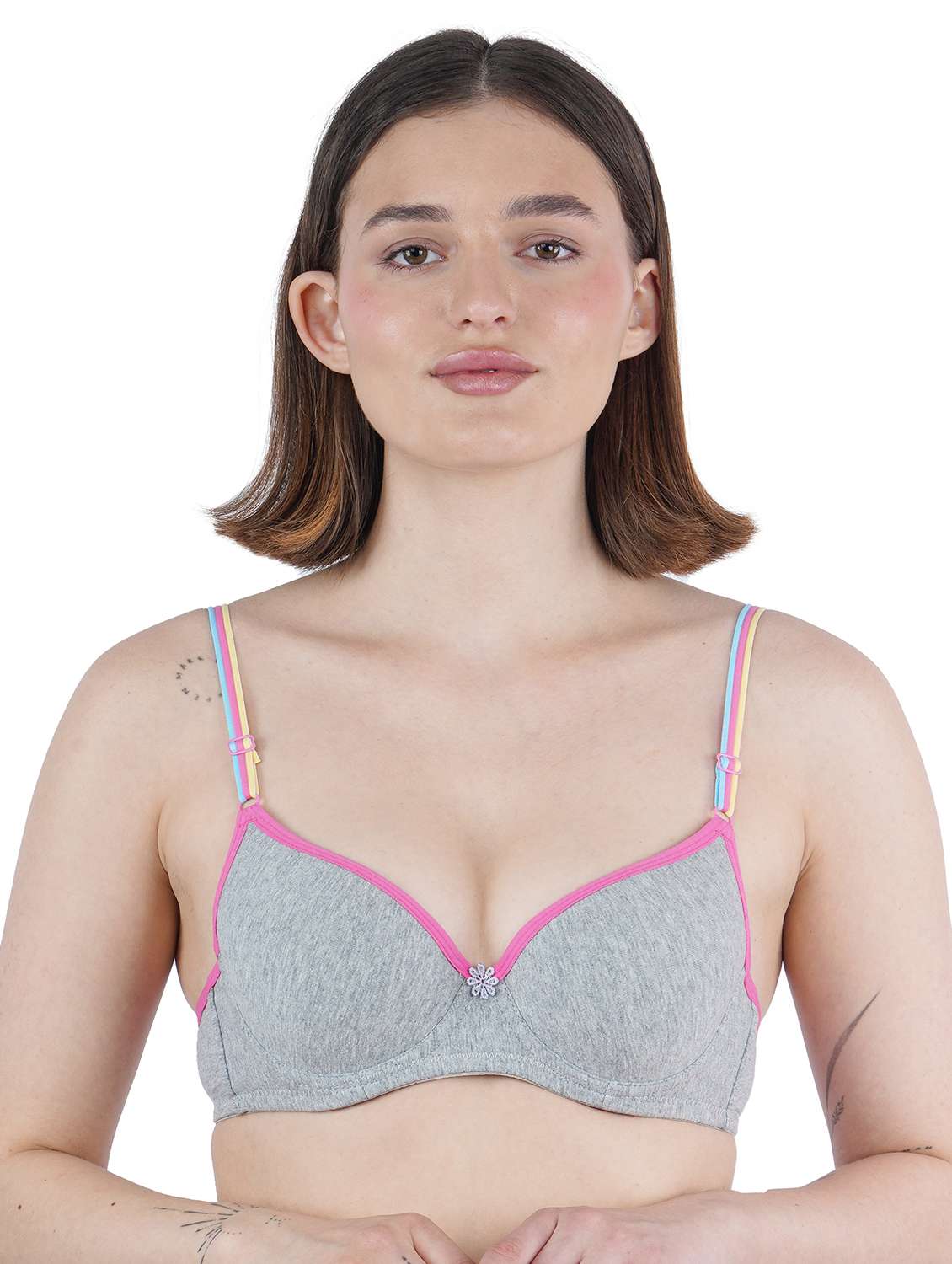 women solid underwired push up bra