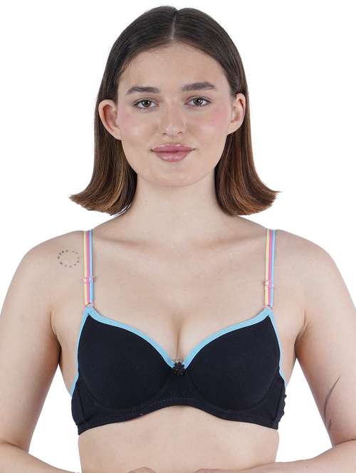 women solid underwired push up bra