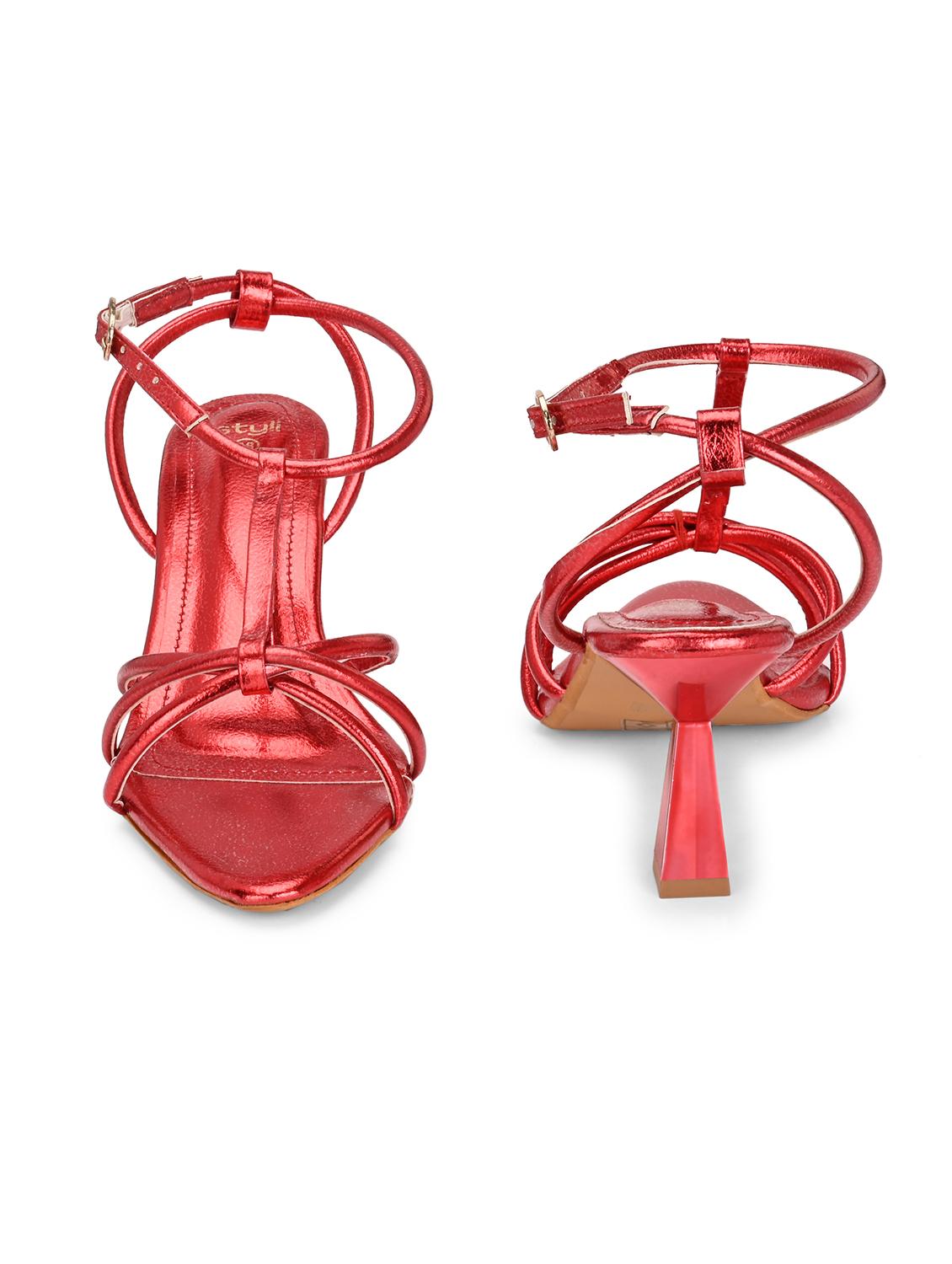women red solid ankle starp sandal - 21968262 - Standard Image - 2