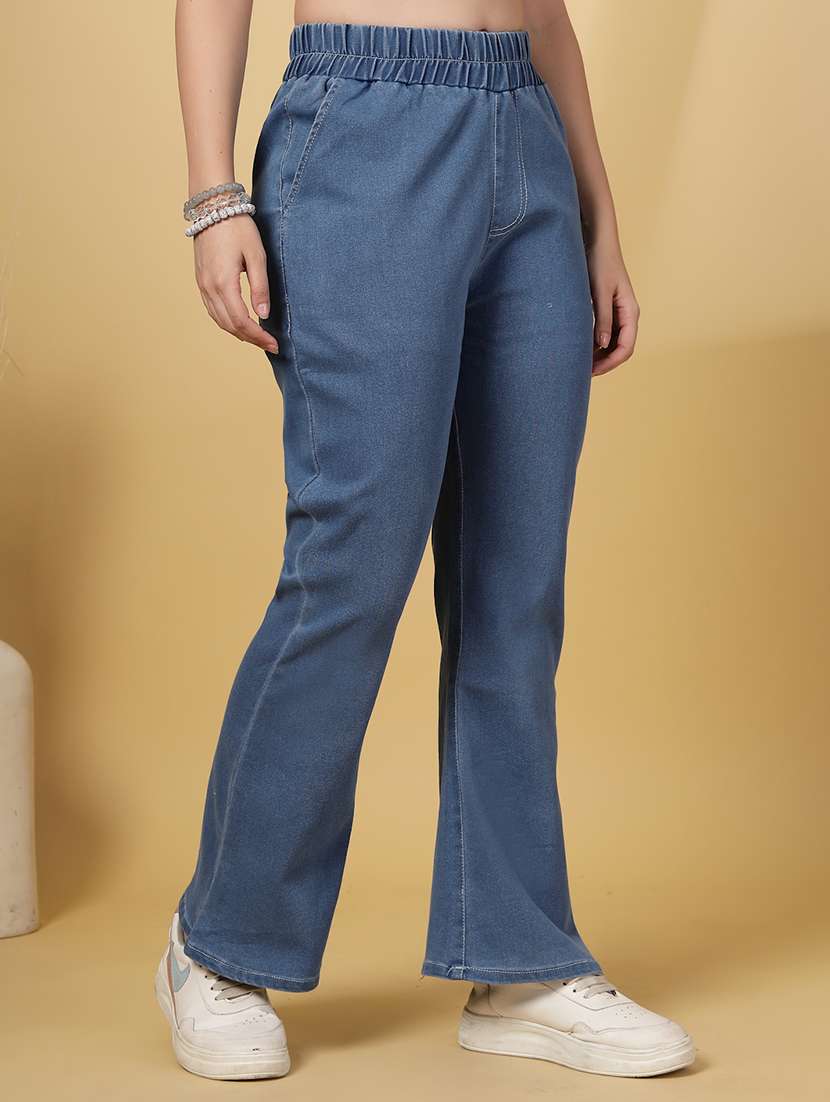 women solid mid rise bootcut denim jegging - 21968351 -  Standard Image - 2