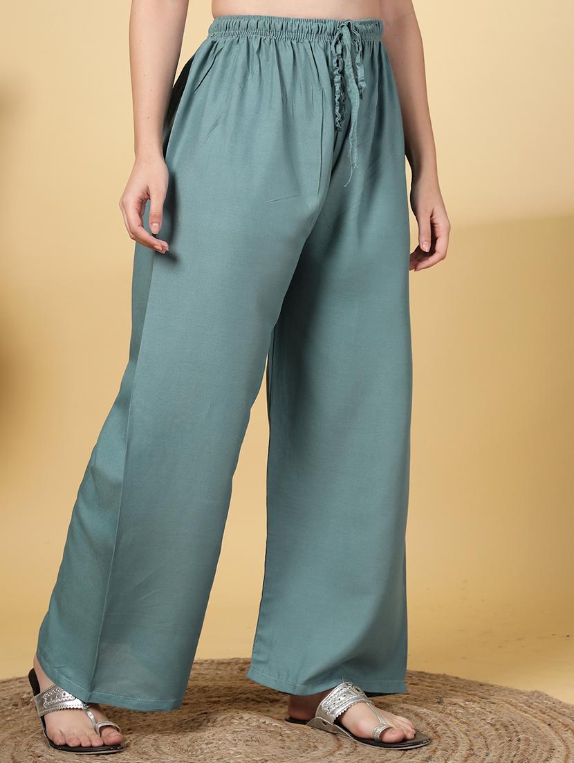 women solid high rise straight palazzo - 21968357 - Standard Image - 2