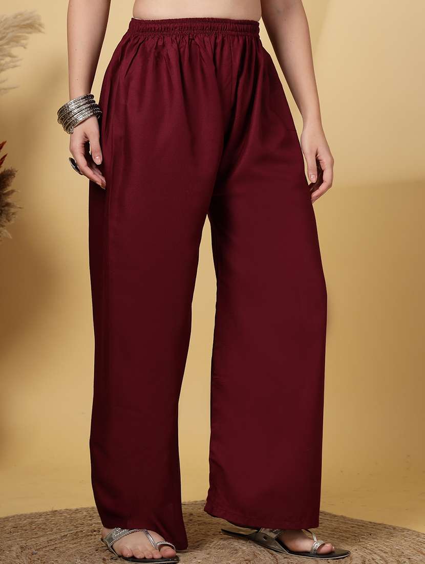 women solid high rise straight palazzo - 21968358 -  Standard Image - 2