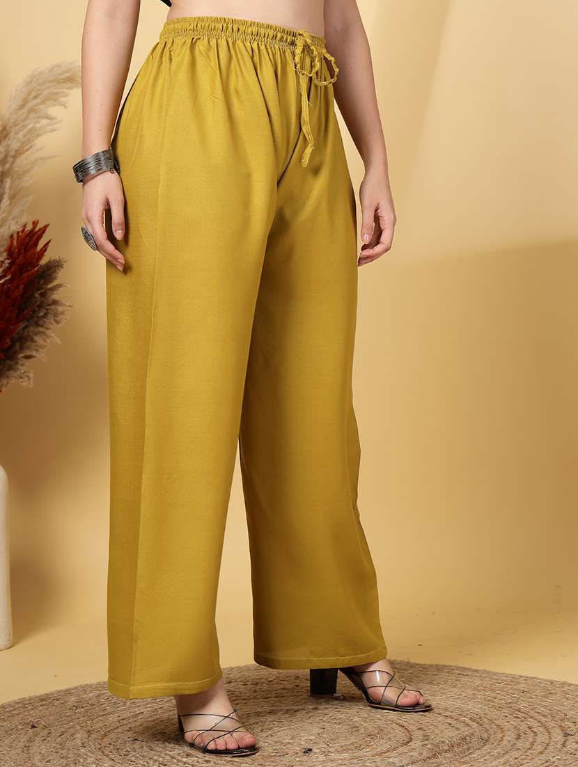 women solid high rise straight palazzo - 21968360 -  Standard Image - 2