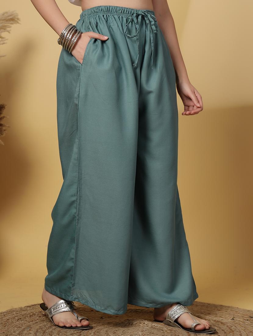 women solid high rise flared palazzo - 21968361 - Standard Image - 2