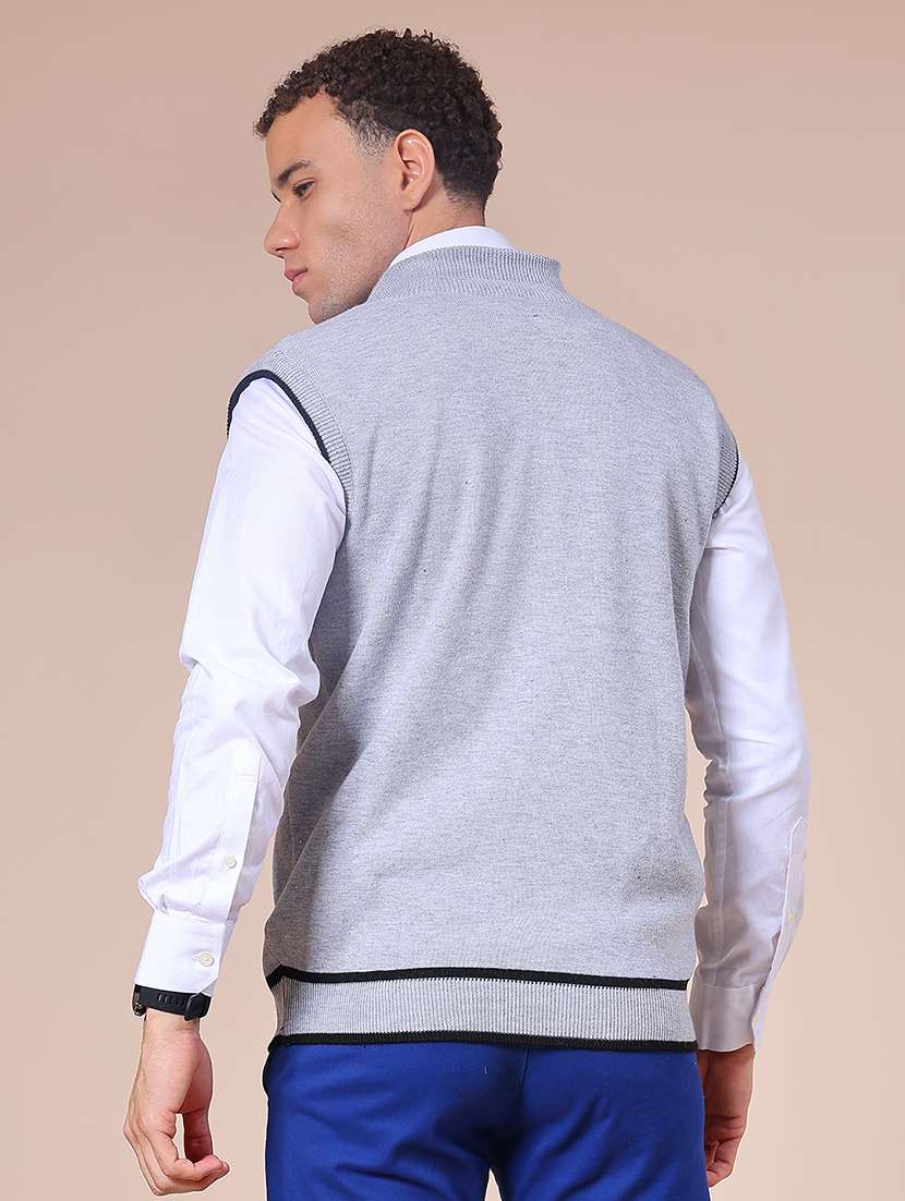 men solid sleeveless regular fit cardigan - 21968375 -  Standard Image - 2