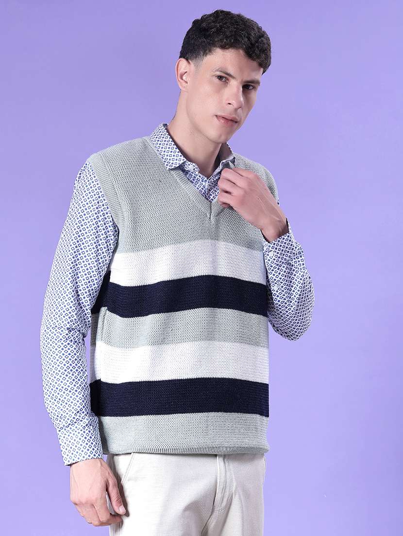 men striped sleeveless regular fit pullover - 21968420 -  Standard Image - 2