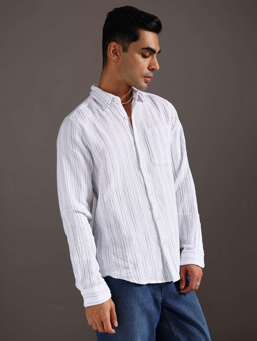 men striped long sleeve regular fit casual shirt - 21968428 -  Standard Image - 2