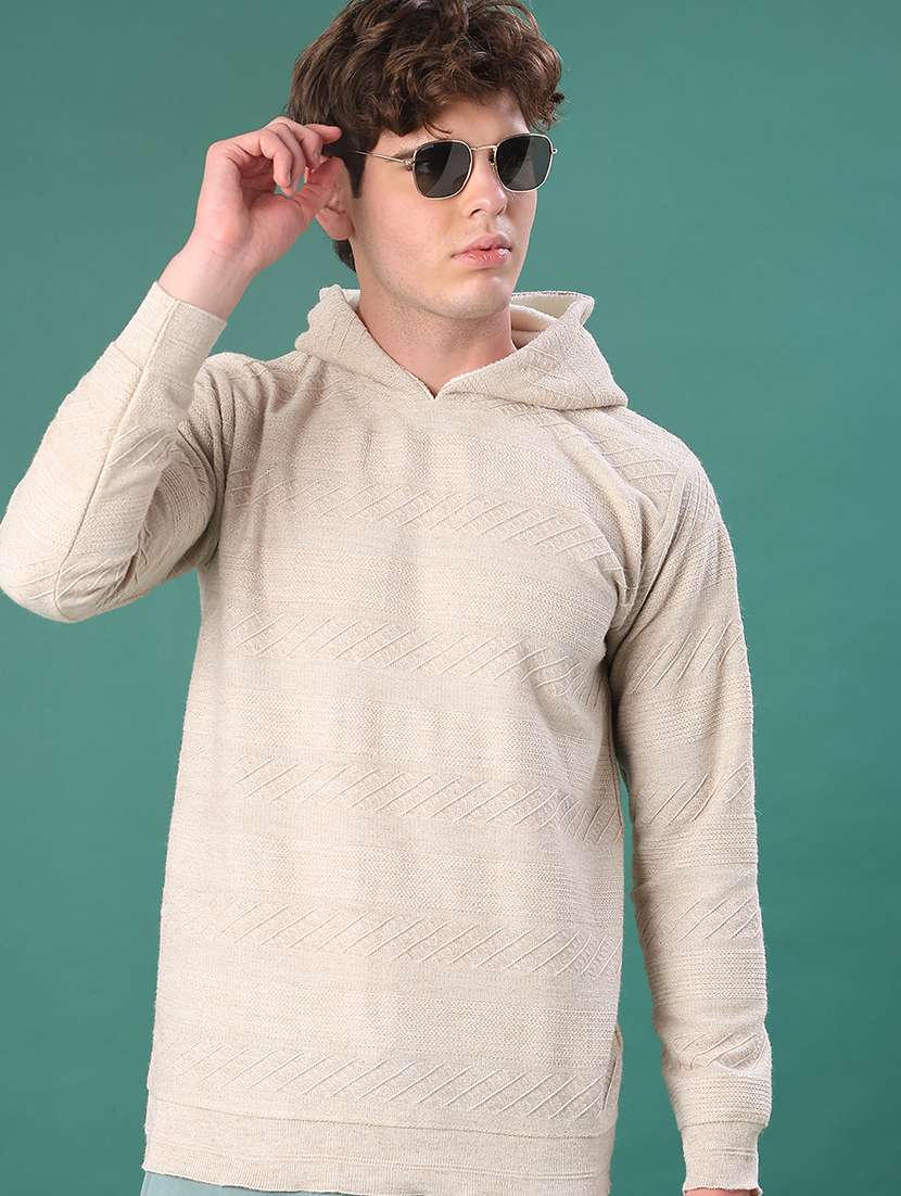 men self design long sleeve regular fit pullover 