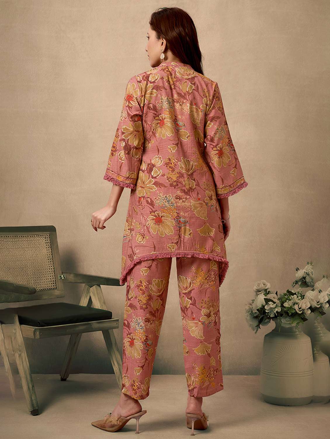 women floral three quarter sleeve ethnic co ord set - 21968497 -  Standard Image - 2