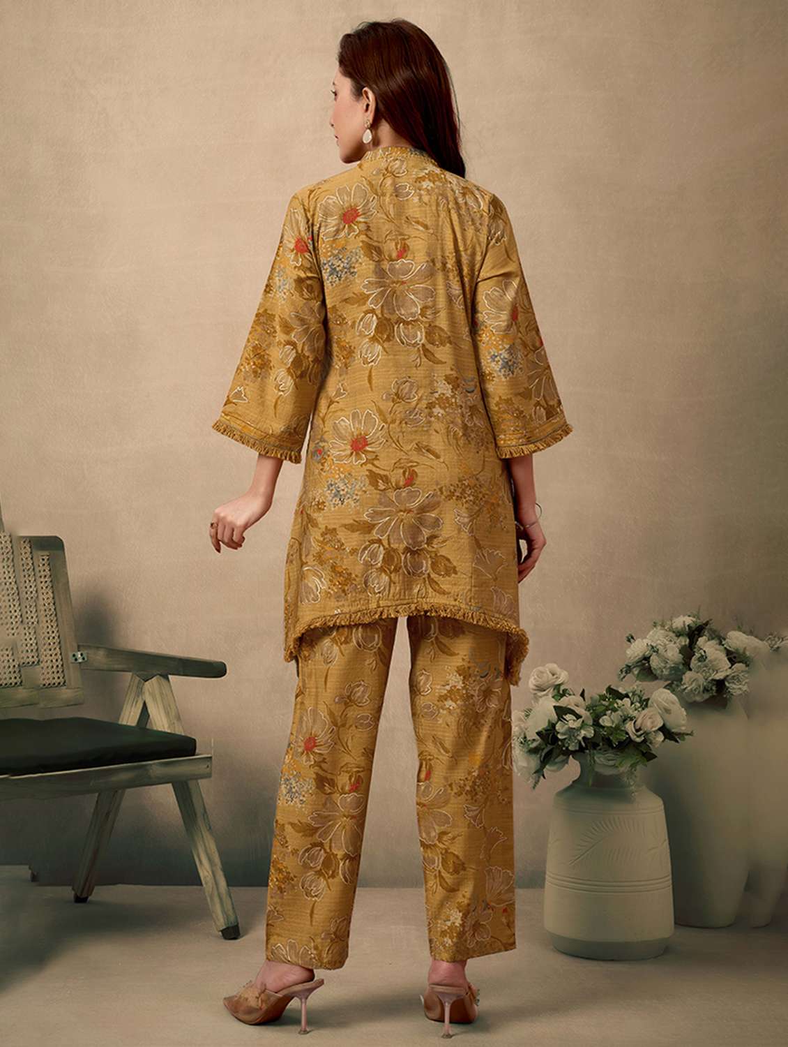 women floral three quarter sleeve ethnic co ord set - 21968498 -  Standard Image - 2