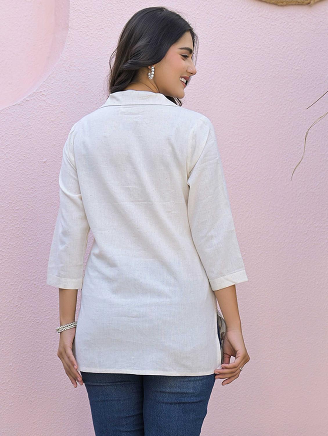 women white embroidered collared shirt - 21968524 - Standard Image - 2
