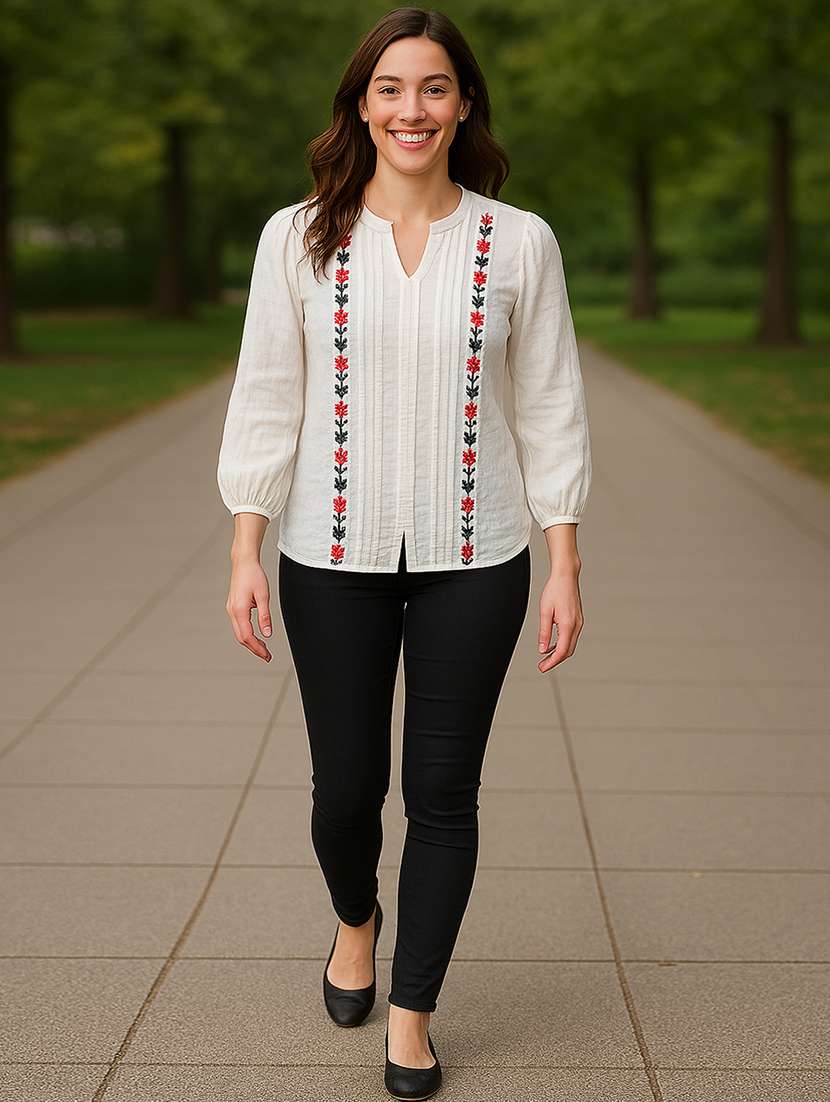 women embroidered puff sleeve top - 21968529 -  Standard Image - 2