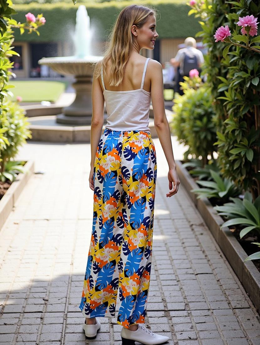women printed high rise straigh trouser - 21968576 - Standard Image - 2