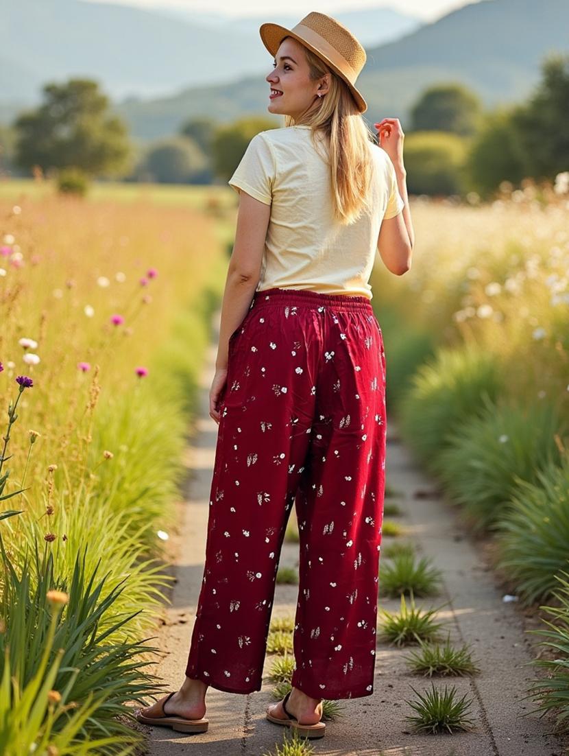 women maroon printed mid rise pyjama - 21968580 - Standard Image - 2