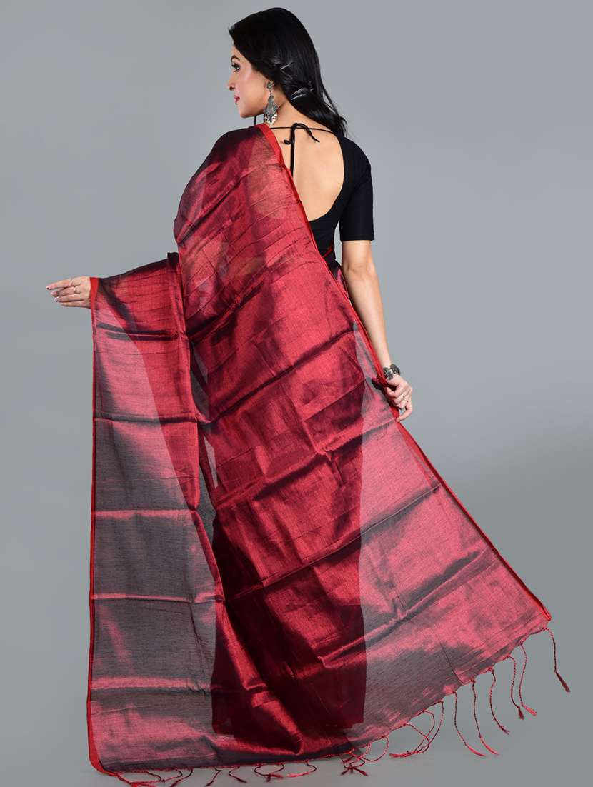women solid plain saree with blouse - 21968596 -  Standard Image - 2