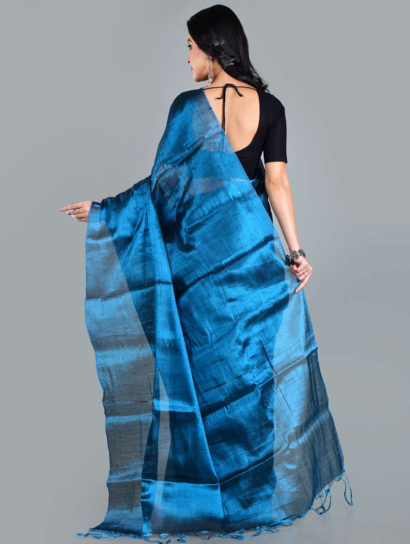 women solid plain saree with blouse - 21968598 - Standard Image - 2