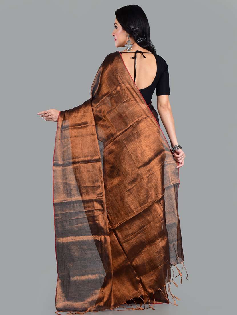 women solid plain saree with blouse - 21968599 - Standard Image - 2