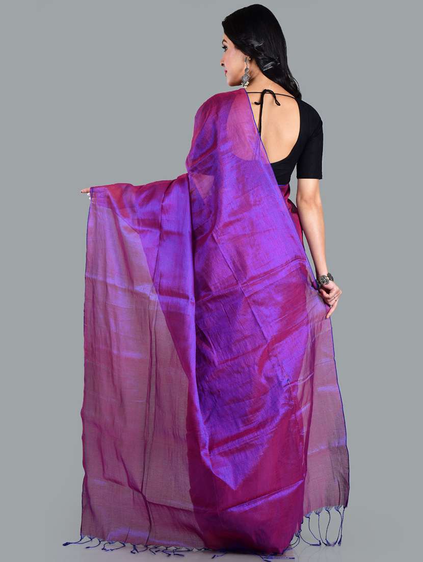 women solid plain saree with blouse - 21968605 -  Standard Image - 2