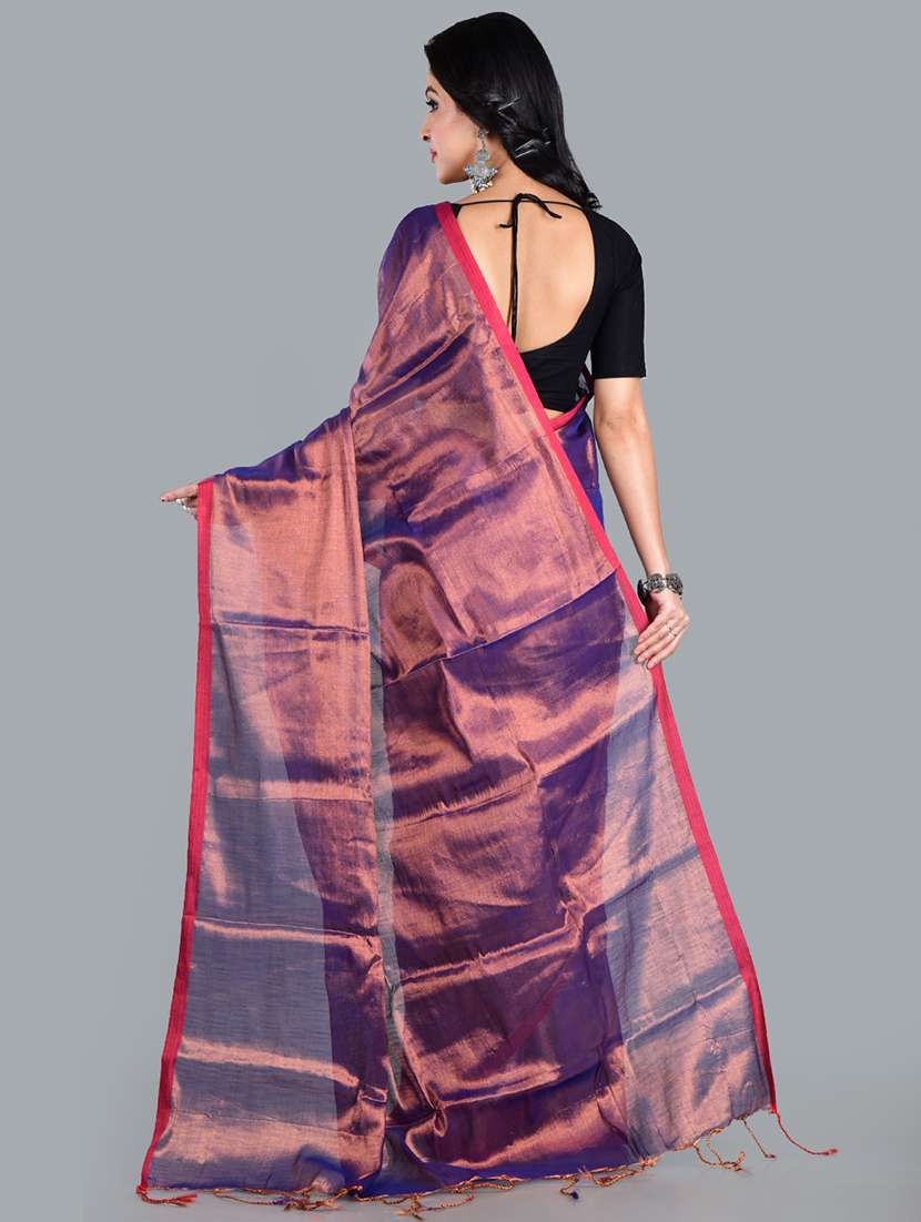 women solid plain saree with blouse - 21968607 - Standard Image - 2