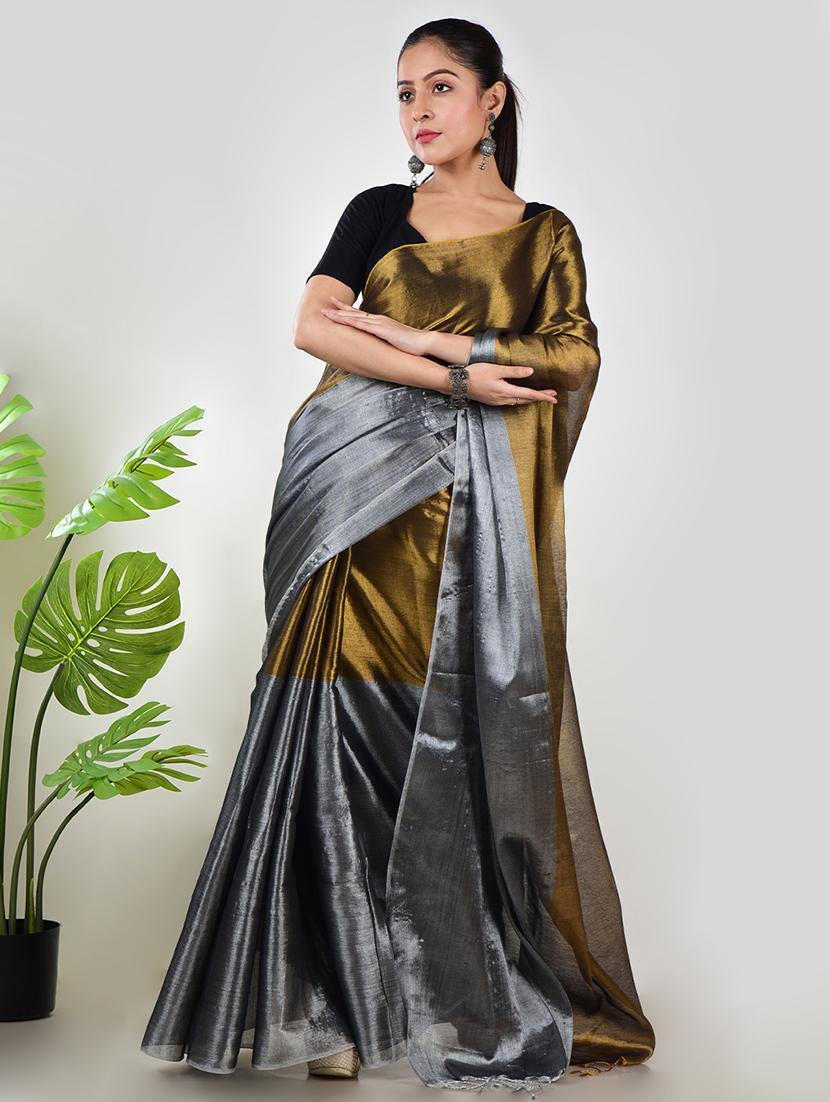 women color block printed saree with blouse - 21968611 - Zoom Image - 0