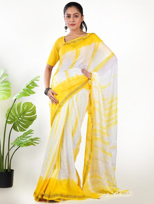 women yellow printed saree with blouse - 21968623 -  Standard Image - 0