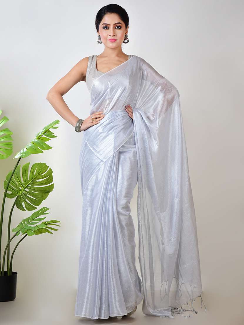 women solid plain saree with blouse