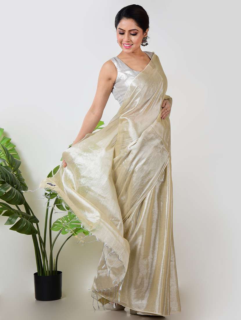 women solid plain saree with blouse - 21968627 - Standard Image - 2