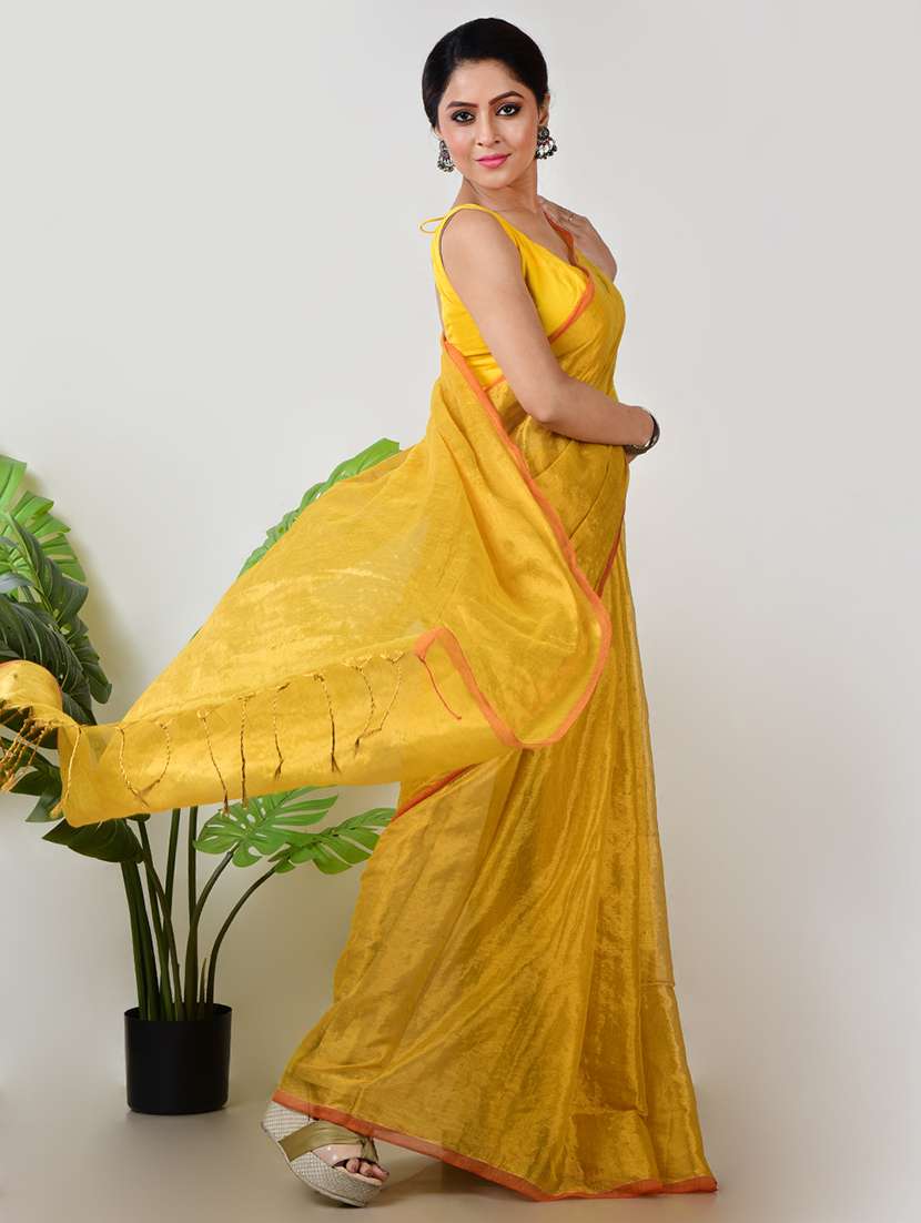 women solid plain saree with blouse - 21968628 -  Standard Image - 2