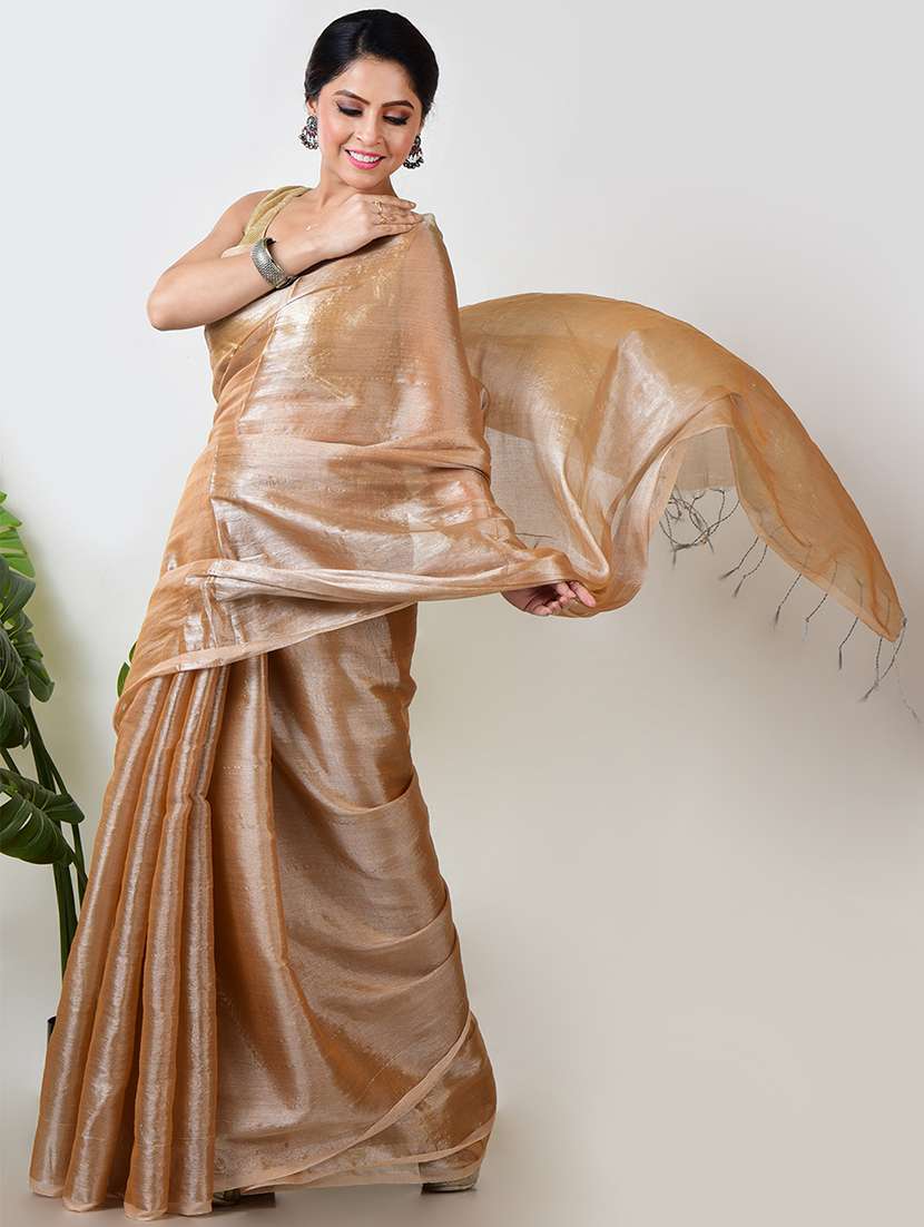 women solid plain saree with blouse - 21968629 - Standard Image - 2