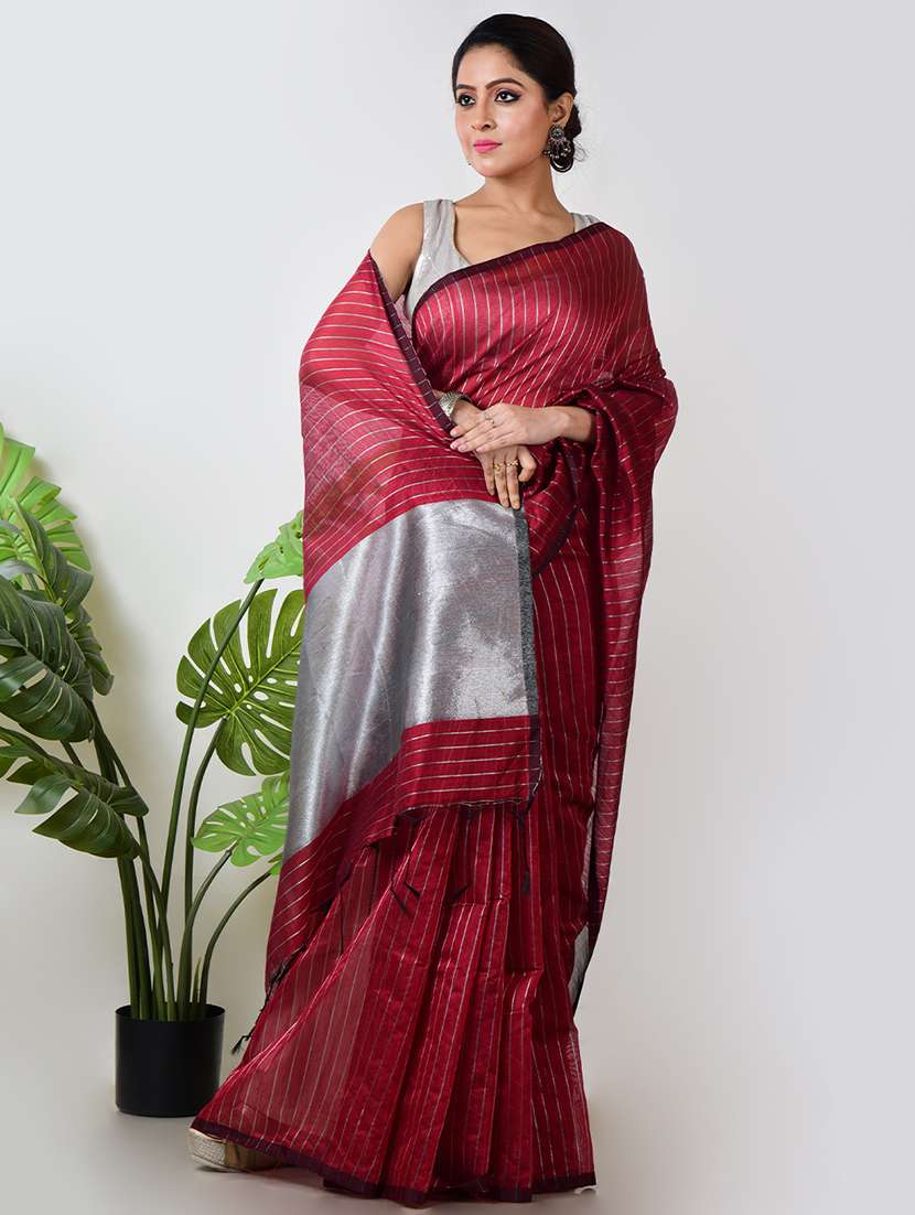women striped printed saree with blouse