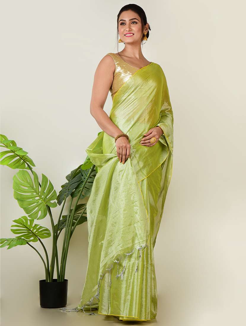 women solid plain saree with blouse - 21968635 - Standard Image - 2