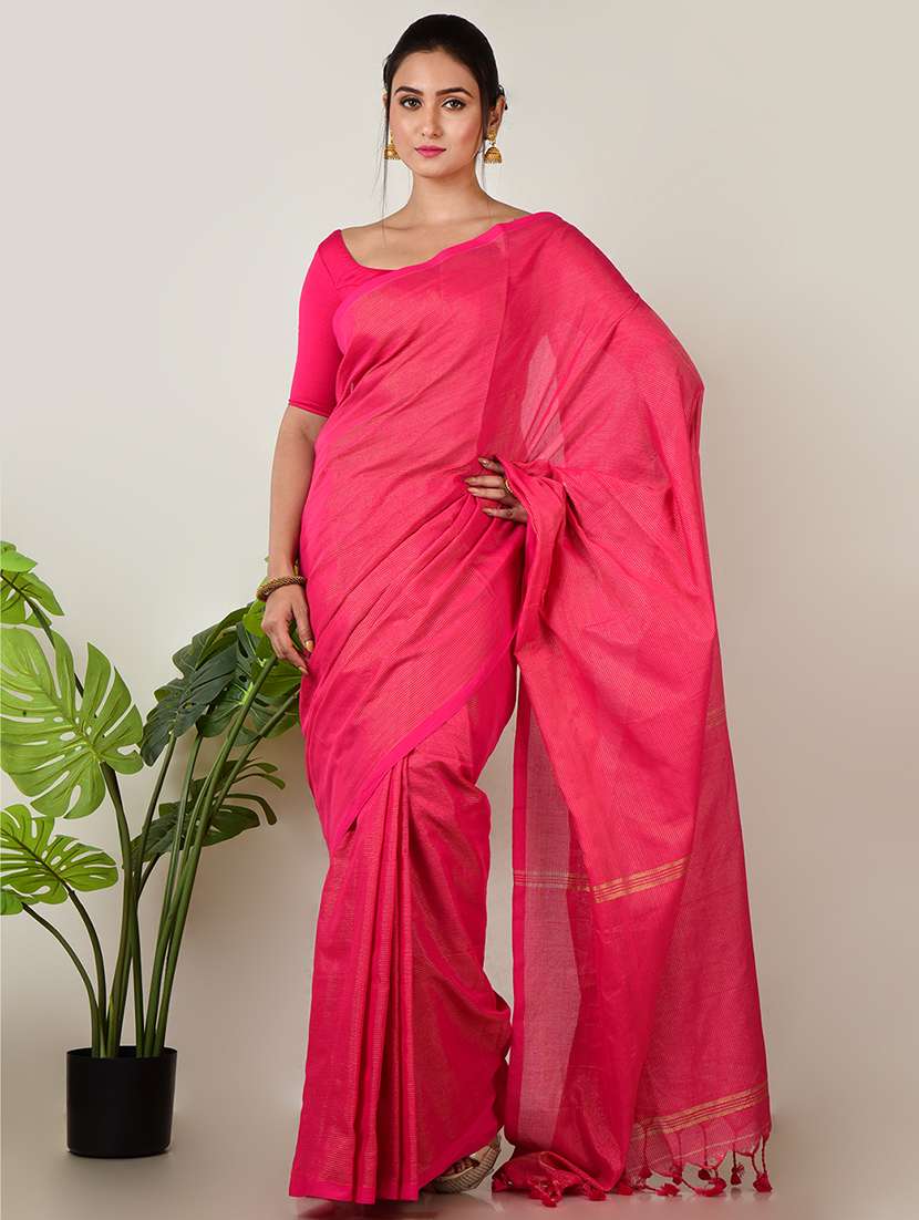 women solid plain saree with blouse