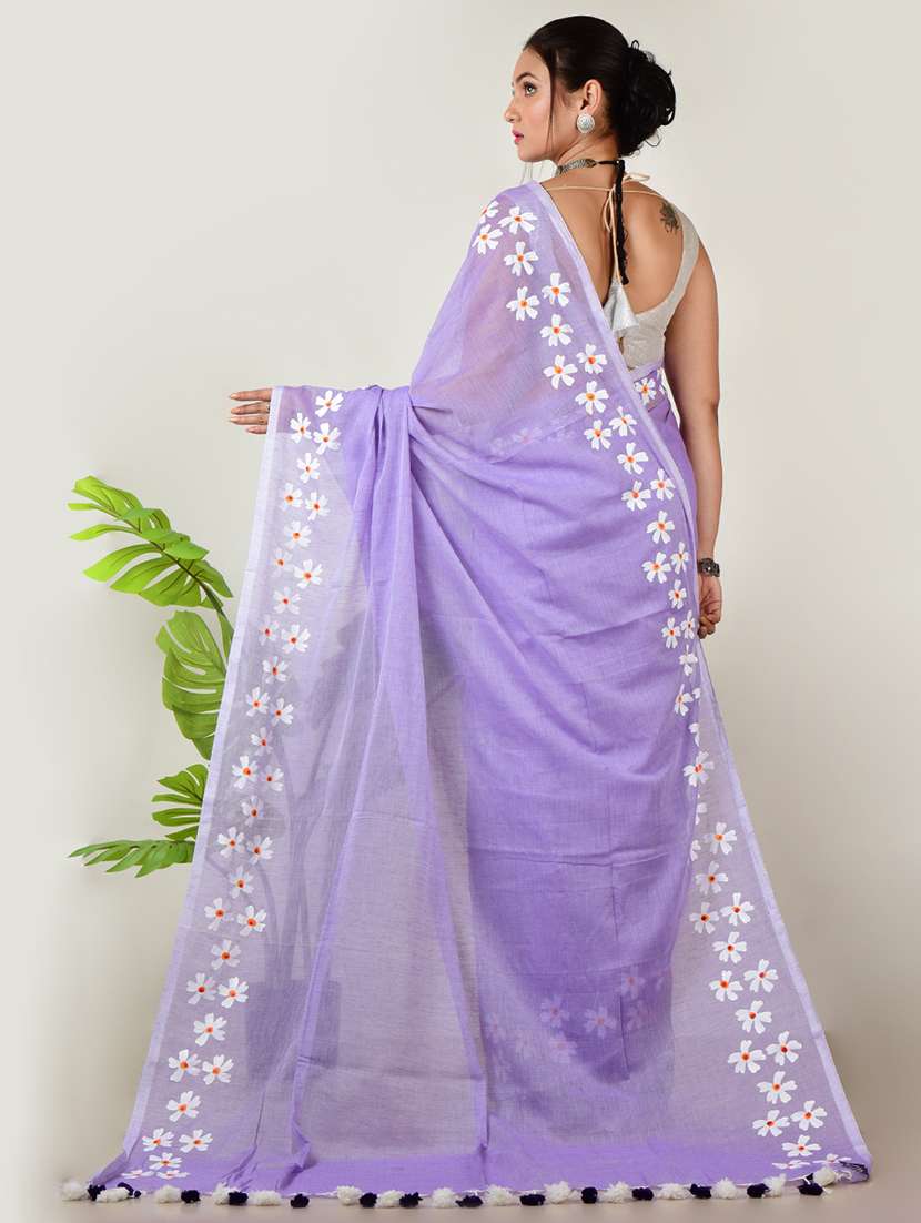 women floral bordered saree with blouse - 21968640 - Standard Image - 2