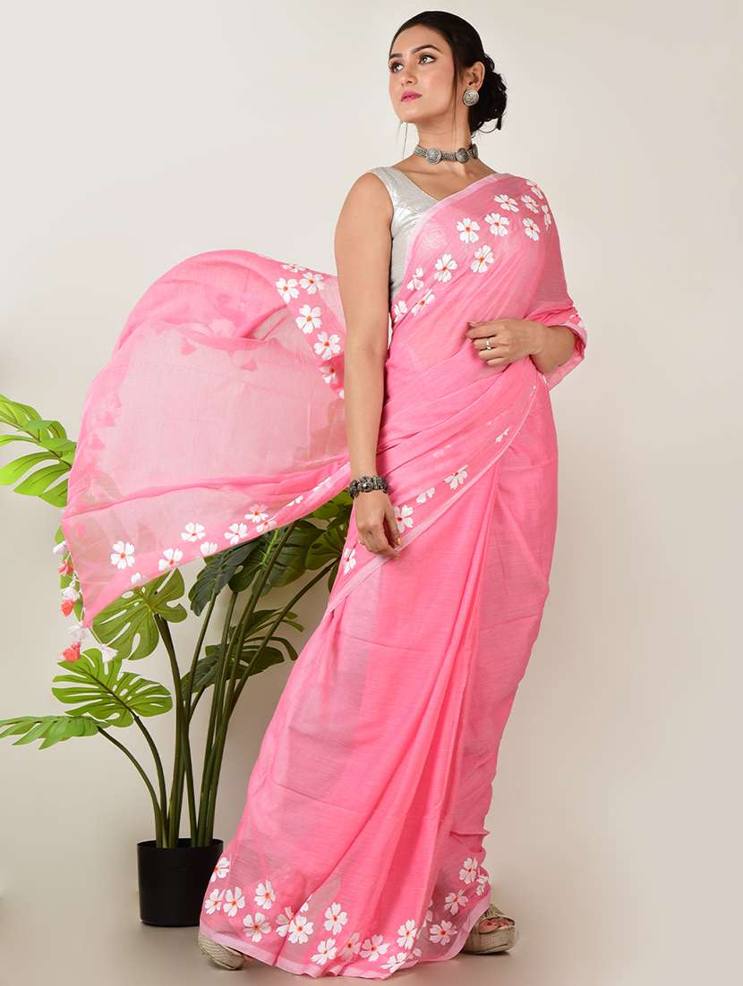 women floral bordered saree with blouse - 21968643 - Standard Image - 2
