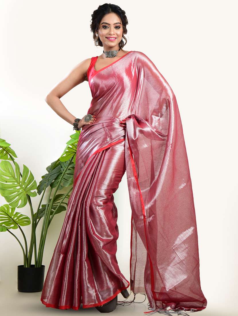 women solid plain saree with blouse