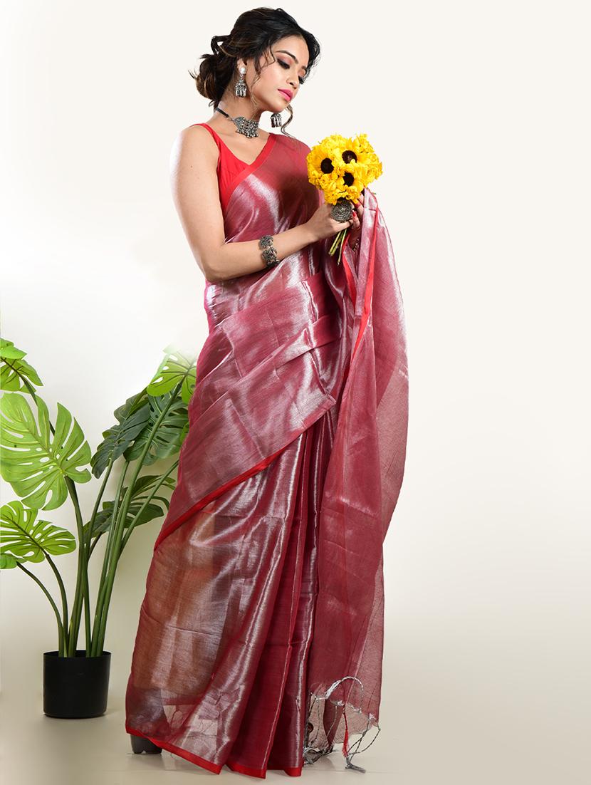women solid plain saree with blouse - 21968644 - Standard Image - 2