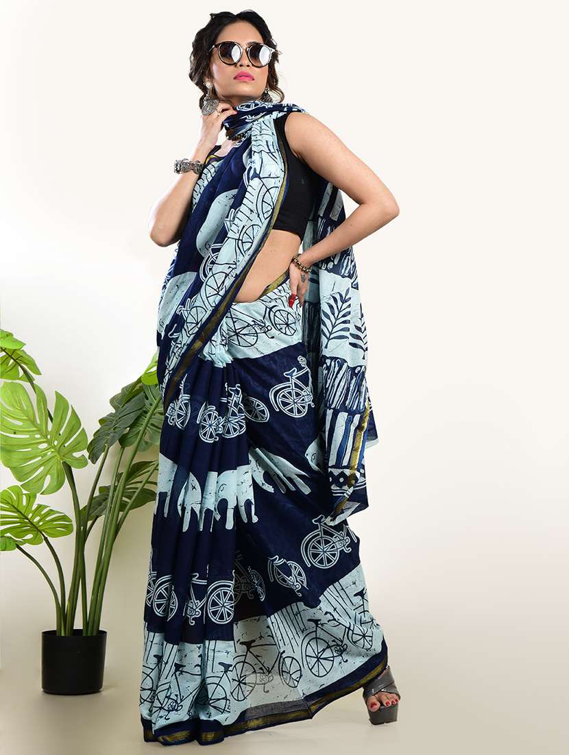 women printed casual wear saree with blouse