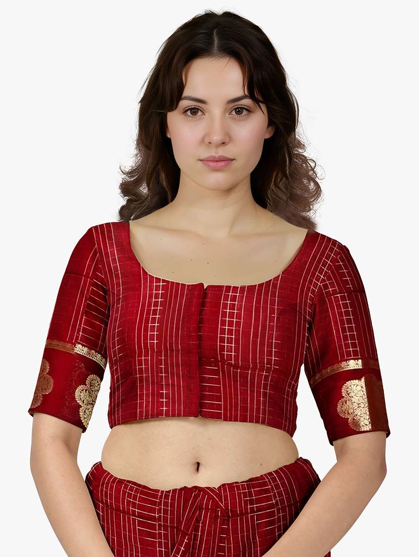 women checkered bordered saree with blouse - 21968729 - Standard Image - 2