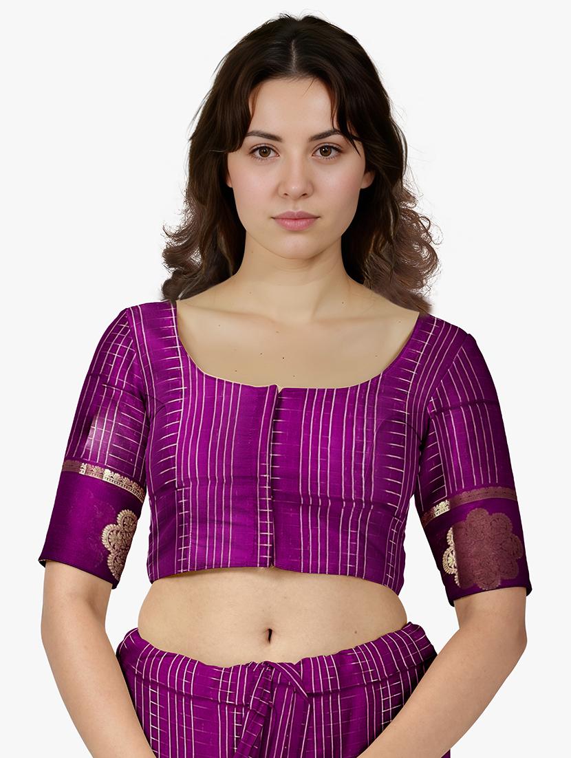 women checkered bordered saree with blouse - 21968730 - Standard Image - 2