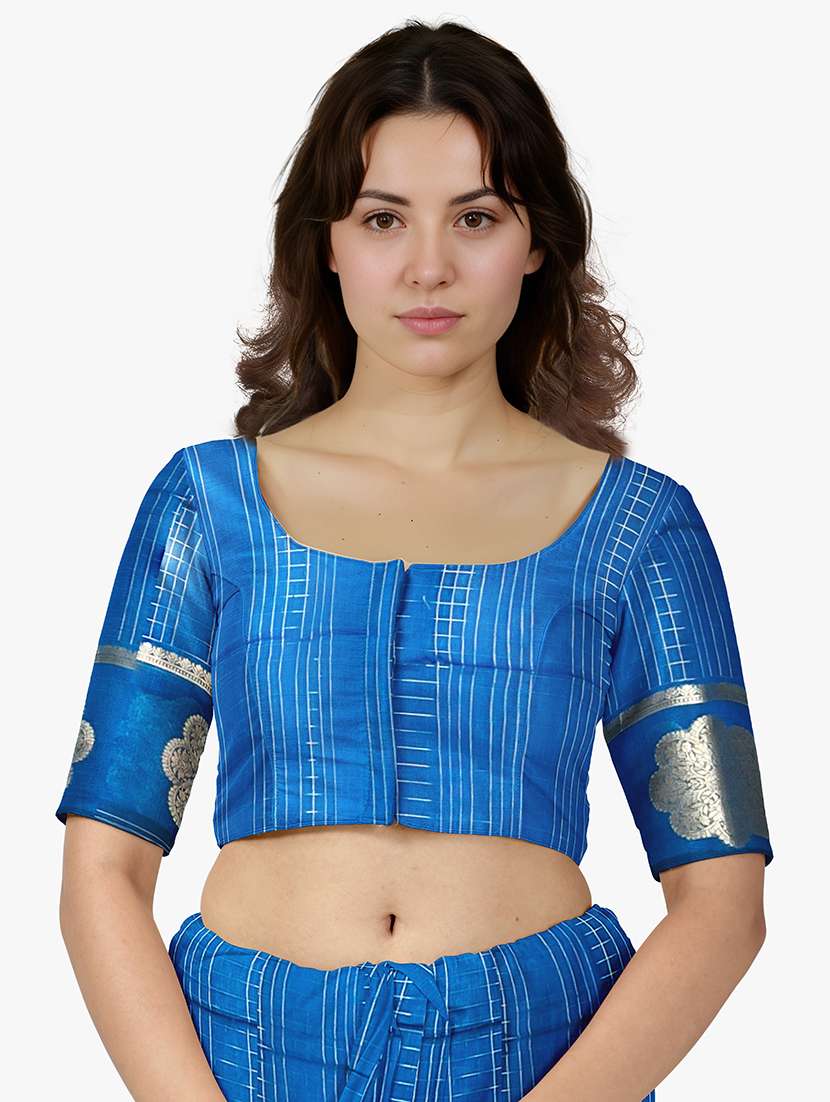 women checkered bordered saree with blouse - 21968731 - Standard Image - 2