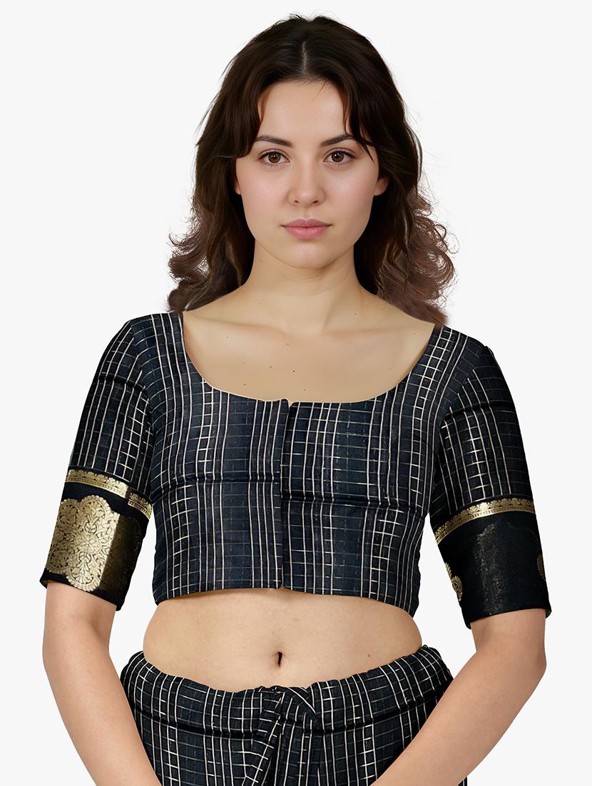 women checkered bordered saree with blouse - 21968733 - Standard Image - 2