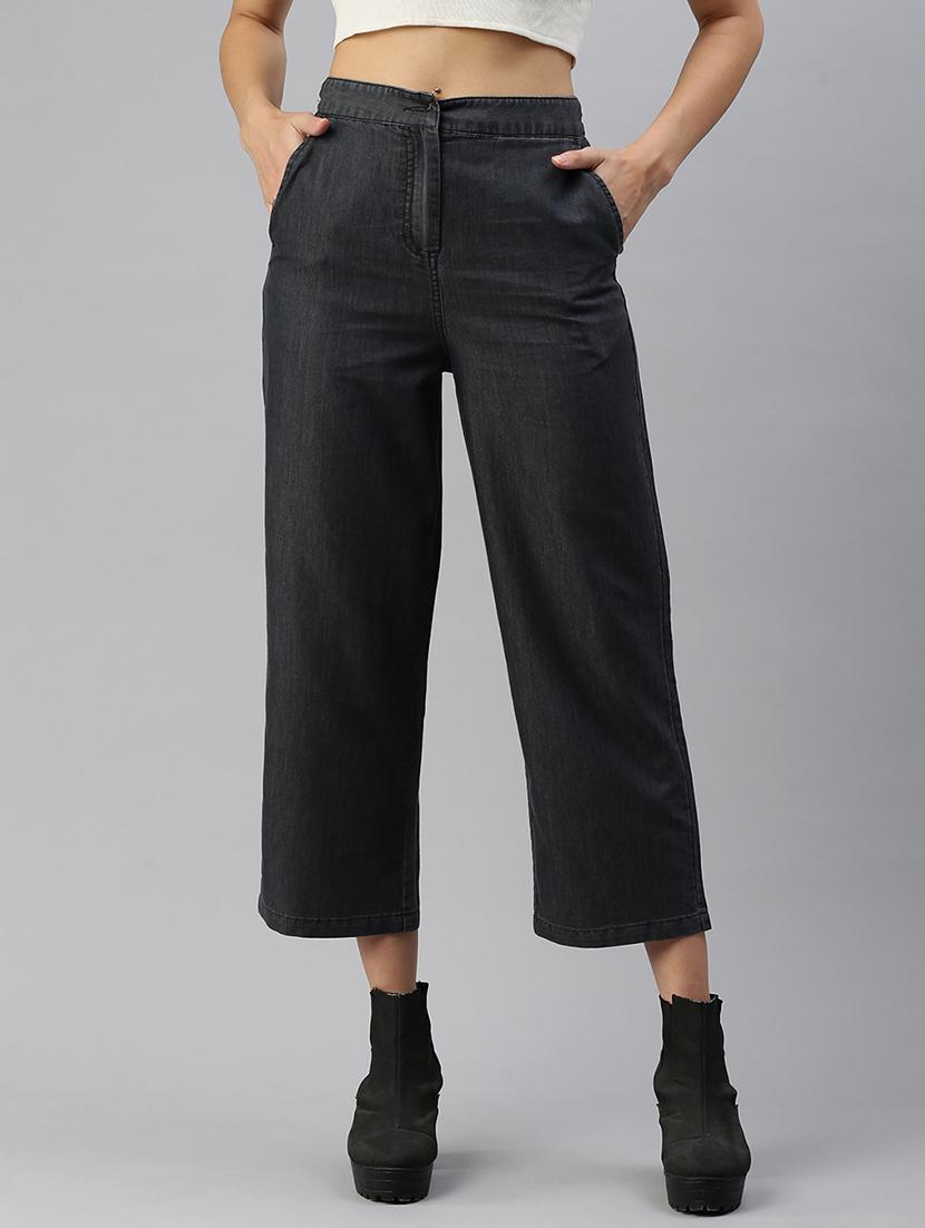 women solid high rise straight fit trouser - 21968738 - Zoom Image - 0