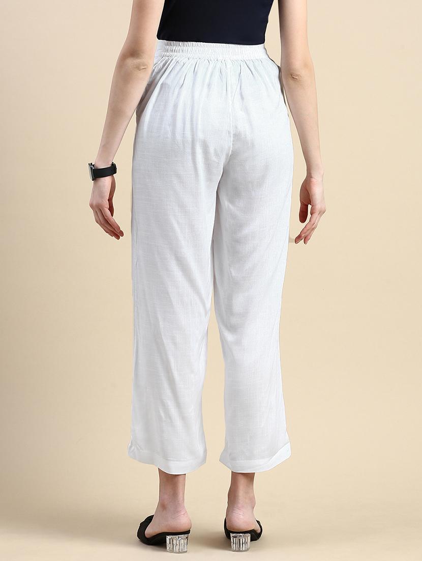 women solid high rise straight palazzo - 21968740 - Standard Image - 2