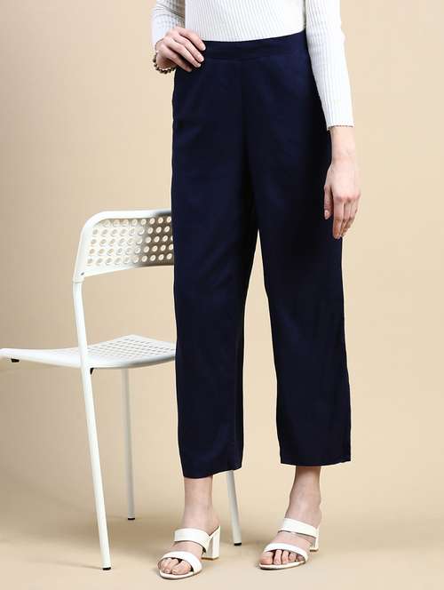 women solid high rise straight palazzo - 21968741 - Standard Image - 0