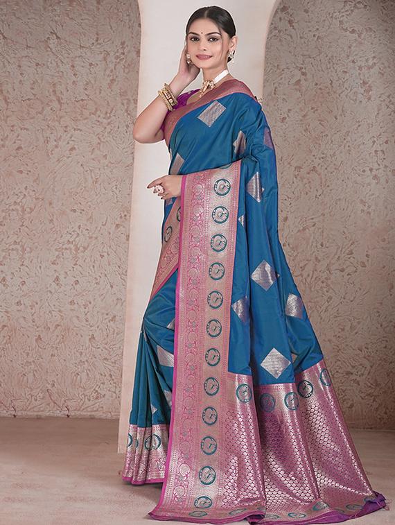 women self design banarasi saree with blouse - 21968761 - Zoom Image - 0
